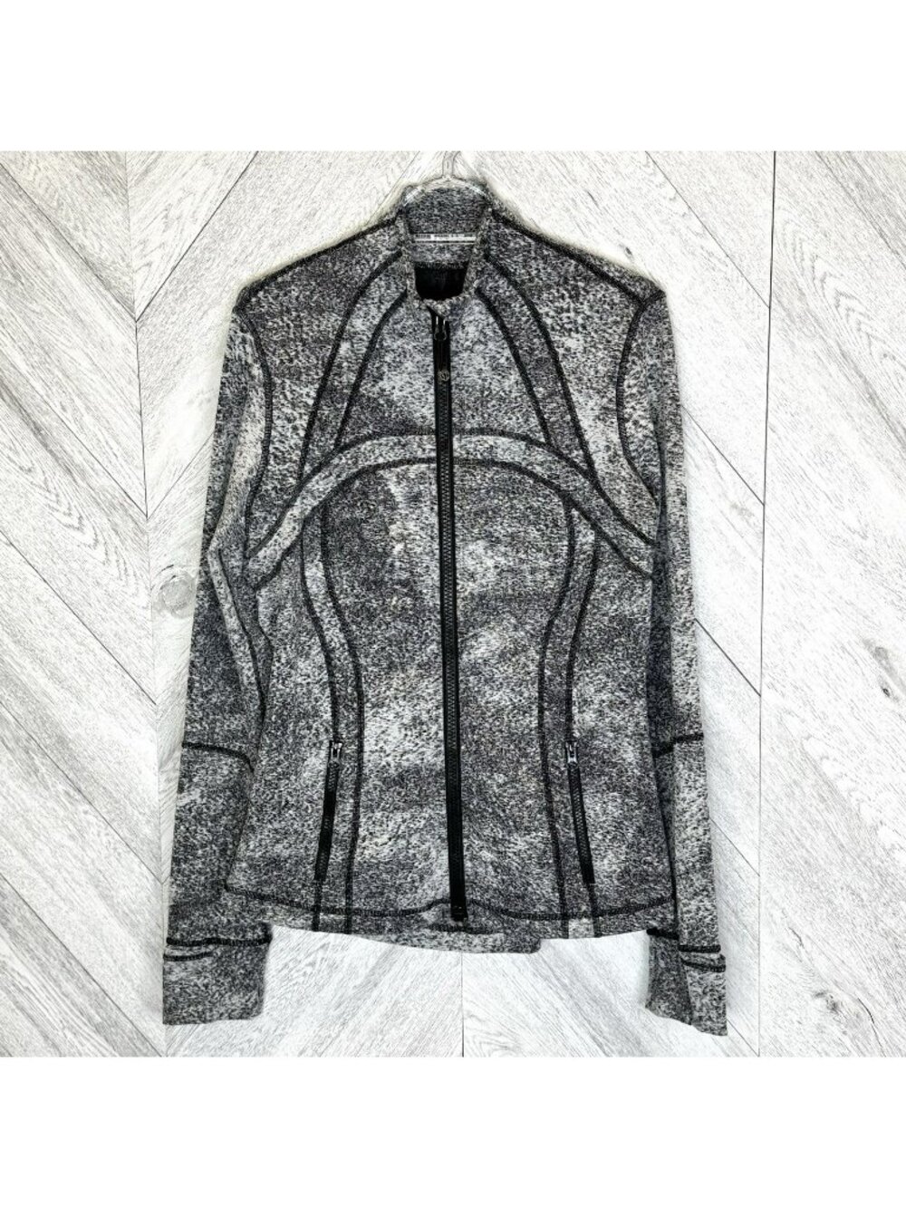 Lululemon Define Jacket Luon Spray Jacquard White Black Full Zip Womens Size 10
